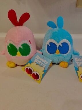 Angry Birds Hatchlings Plush Baby Birds Set of 2 Blue & Pink Stuffed Animals New